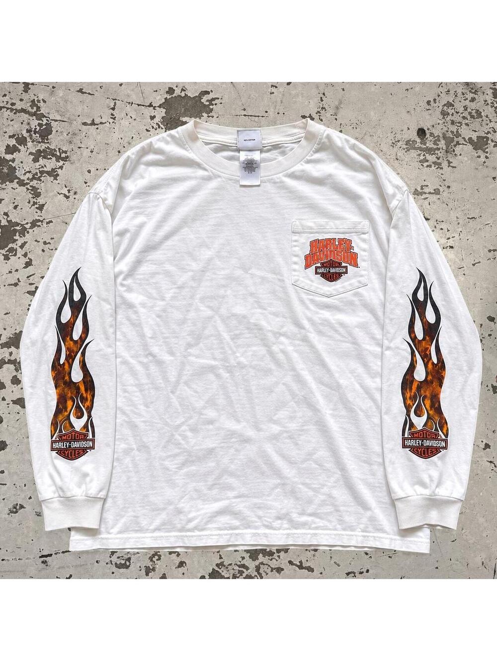 vintage harley flame sleeve long sleeve tee.